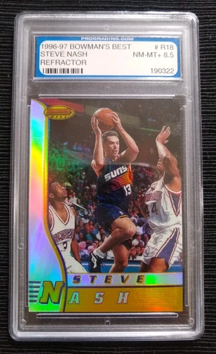 1996-97 Bowman's Best Steve Nash Refractor #R18 Rookie RC PGS (?) 8.5 MVP HOF