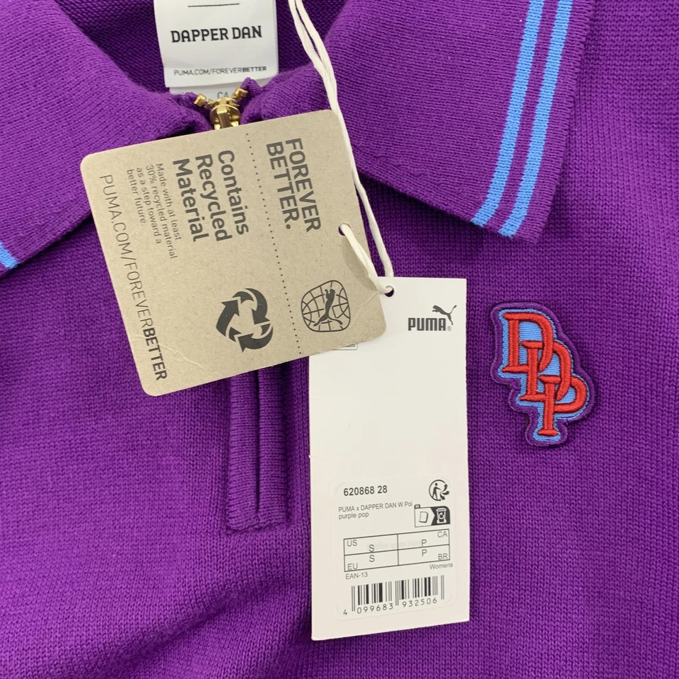 Chaleco Puma X Dapper Dan 1/4 Cremallera Mujer Pequeño Púrpura Pop Sin Mangas Polo Tejido Corto Foto 3 de 4
