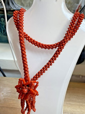 ANTIQUE EDWARDIAN NATURAL CORAL NECKLACE 1900S 70 CM LONG 50 GRAMS