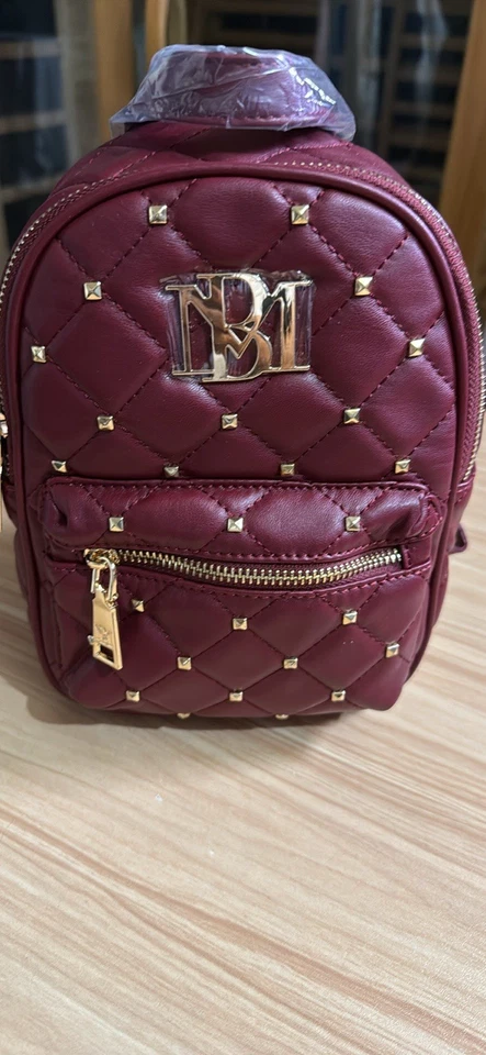 全新带标签 Steve Madden 女式背包内袋红色绗缝皮革迷你 — 第 2/4 张图片