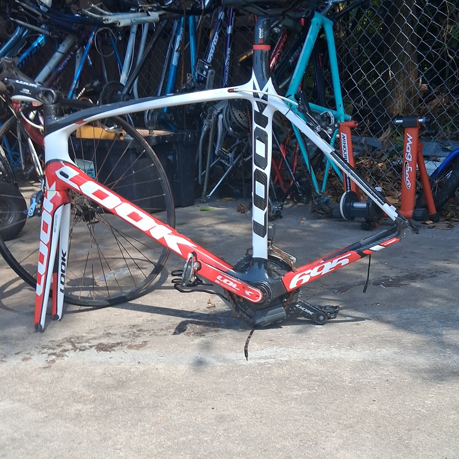 LOOK 695 Carbon Road Bike Frame Red/White/Black with Fork Unisex Adults