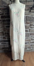 Plaza South Women's Size 4  Yellow Floral Embroidered Maxi Dress Button Detail