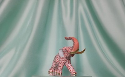 Herend Porzellan Figur Ungarn Fishnet Elefant Figurine Fischnetz Muster