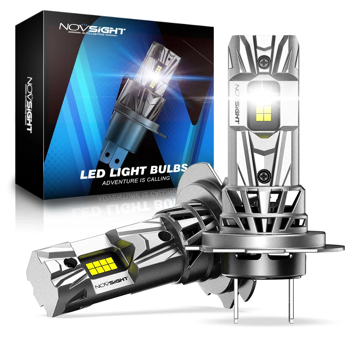 NOVSIGHT 2X H7 60W 30000LM LED Headlight Kit Canbus Error Free 6500K Bulbs White