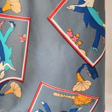 Vintage Swing Dance Pattern Scarf Grey Made in USA 49"