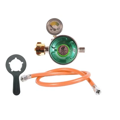 IGT Gasanschluss-Set: 30 mbar mit Füllstand+ 80 cm Schlauch + Flaschenschlüssel