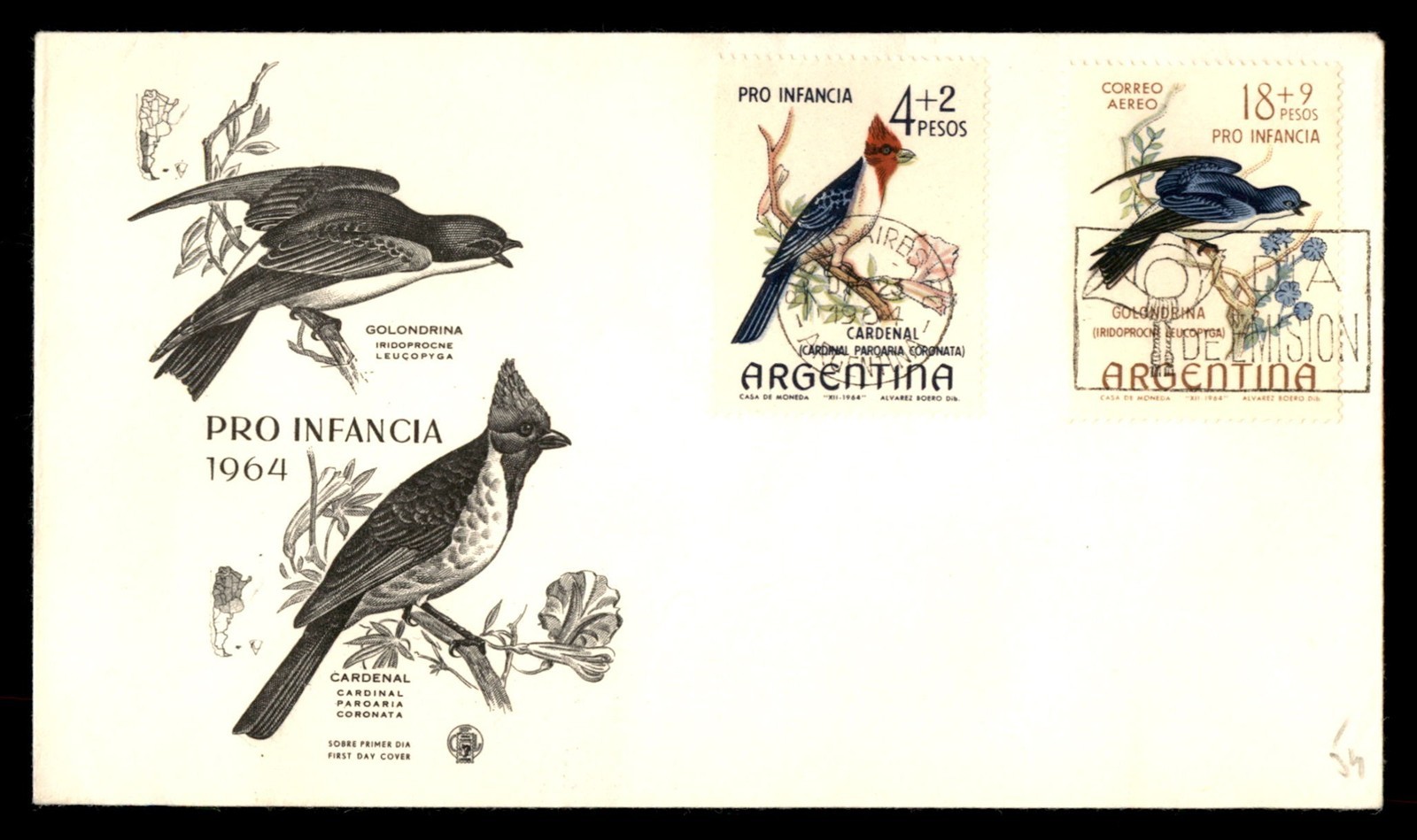 Mayfairstamps Argentina FDC 1964 dual birds First Day Cover aaz_78249