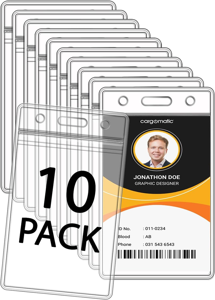 plastic sleeves for id cards Amazon.com : ABEYATH 10 Pack Extra Thick ID Card Name Badge Holder Heavy  Duty Waterproof Clear Plastic PVC Vertical Sleeve Pocket Resealable :  Office Products