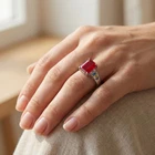 Glamorous Blood Red Ruby 4.40Ct 925 Sterling Silver White Gold Rings Size 6.75