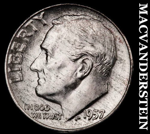 1957 Silver Roosevelt Dime - Choice Gem Brilliant Unc  Lustrous  #G7780