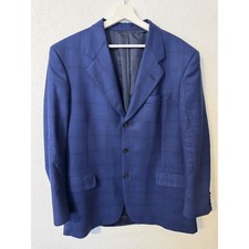 Aquascutum Regent 100 Mens Blue Plaid Blazer Union Made in USA