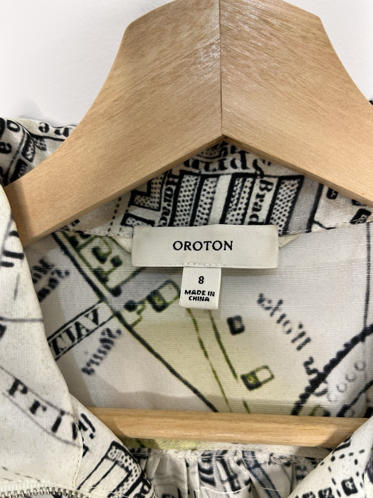 Rare Oroton 100percent Silk Map Print Midi Shirt Dress AU 8 US 4 image 7