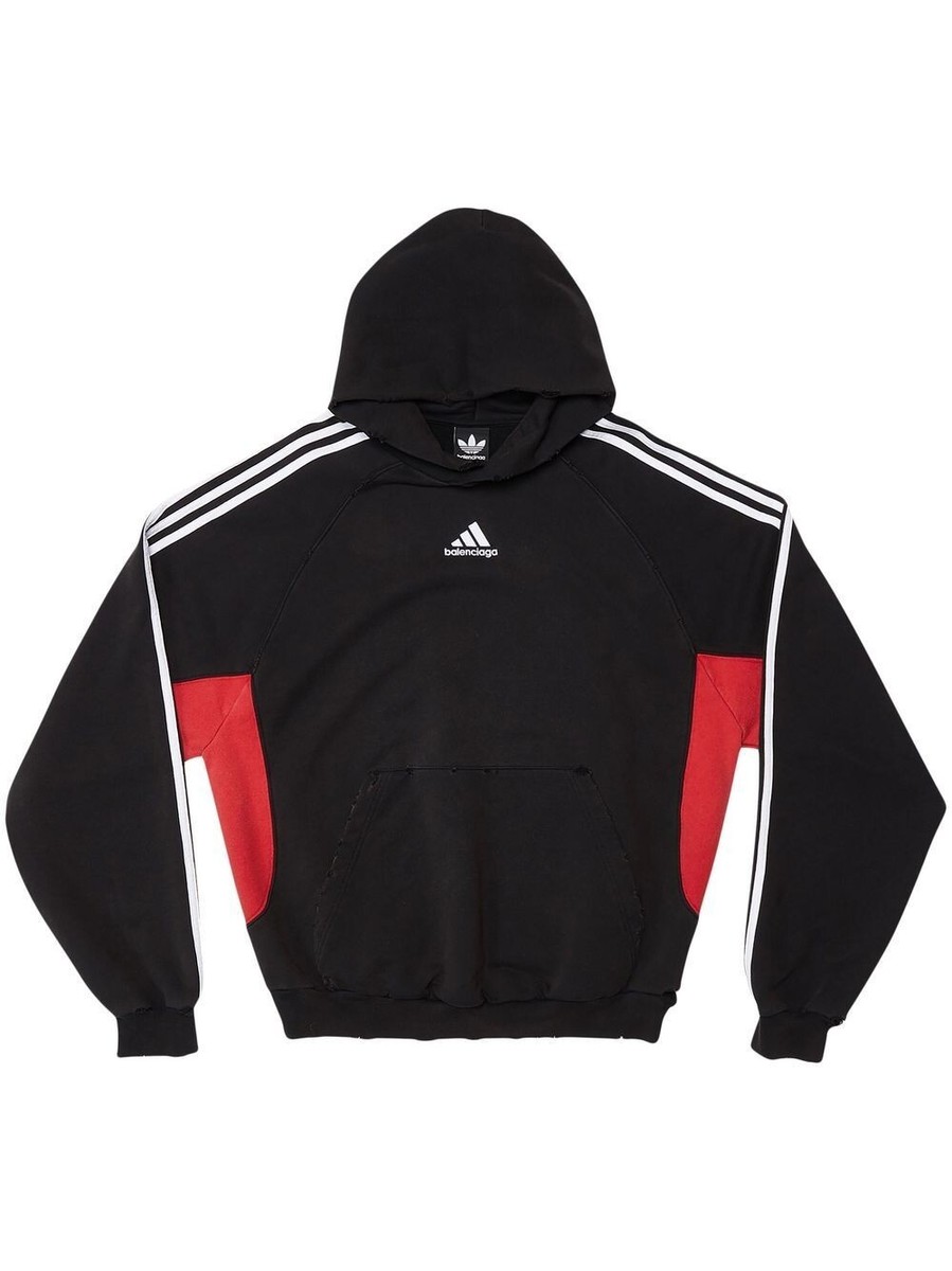Balenciaga x Adidas★素敵!Large Fit Cotton Hoodie RARE BALENCIAGA x adidas Hoodie Large Fit Logo Embroidered