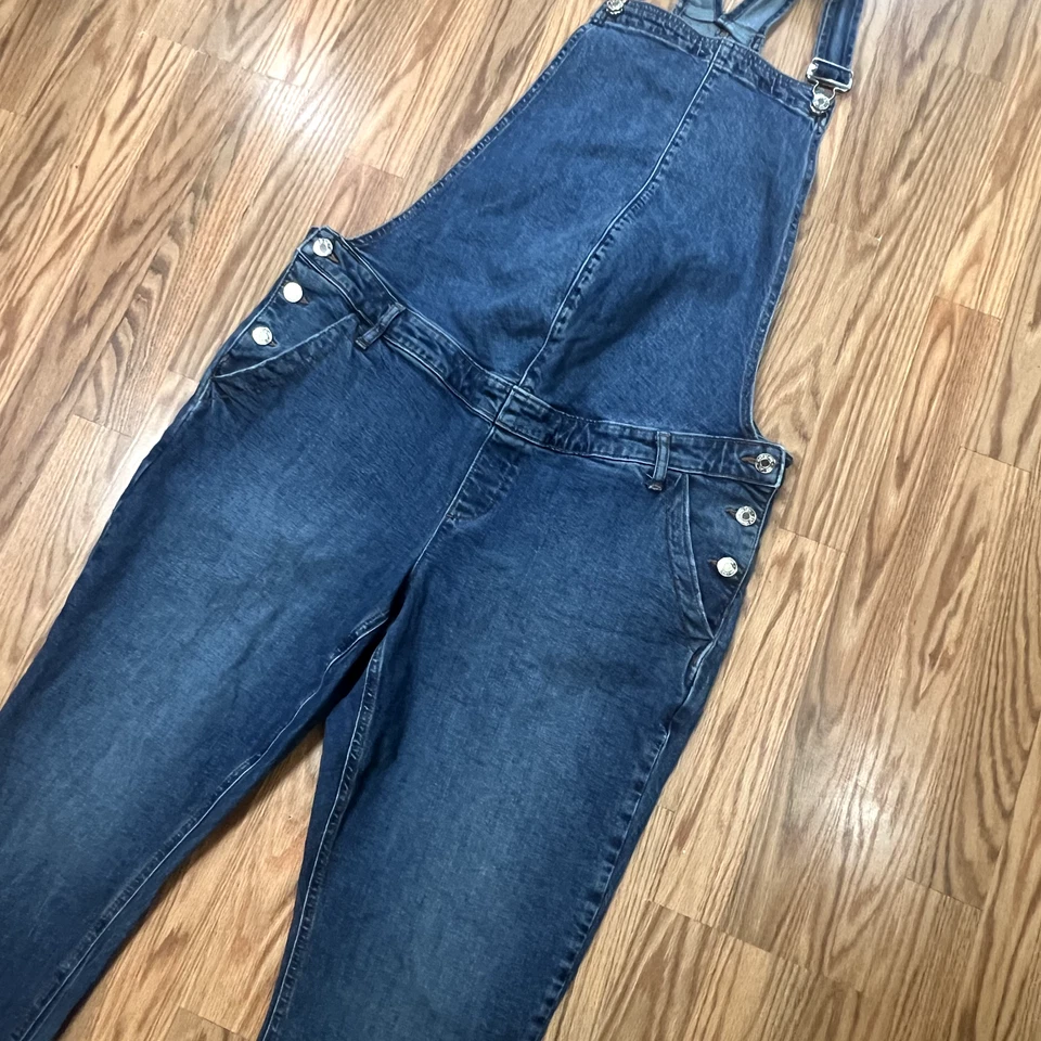 Gap Overalls Womens MATERNITY Large Denim Blue Wash Jeans Bibs - Image 2 of 4