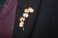 topaz zirconia pearl brooch pin gold silver tone jewelry evening chic cocktail