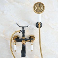 Black  Gold Brass Wall Mounted Clawfoot Bath Tub Faucet with Hand Shower Spray