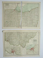 OHIO Northern and Southern Parts Maps The Century Atlas 1897 Plate Nos. 17-18 OH