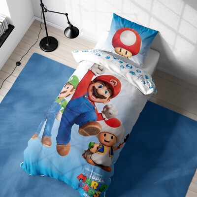 Super Mario Bettwäsche für Kinder 2 tlg. 80x80 + 135x200 cm 100% Mikrofaser