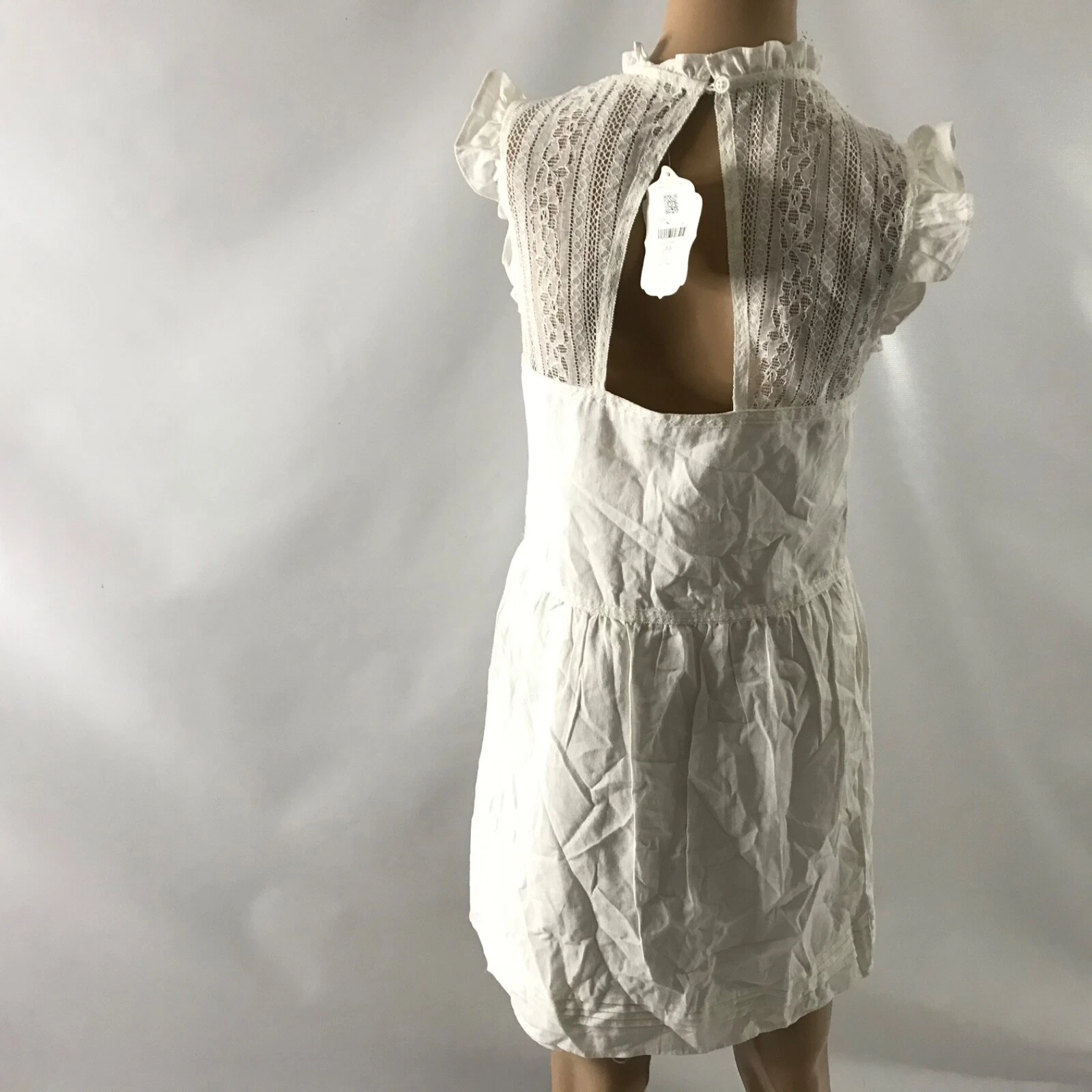 OFF WHITE Abito donna Altar'd State top pizzo taglia S bianco sporco manica ad aletta aperto dietro nuovo