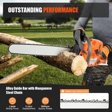 72cc Gas Powered Chainsaw with 24'' Guide Bar Chain Saw 2-Stroke Engine Cut Wood