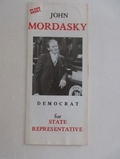 vintage Elect John Mordasky Democrat for State Representative Connecticut flyer