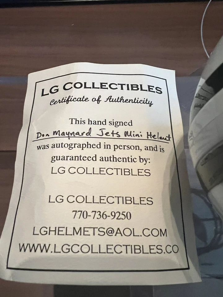 Mini capacete New York JETS - Don Maynard #13/HOF 87 autografado autêntico certificado de autenticidade! - Imagem 2 de 4