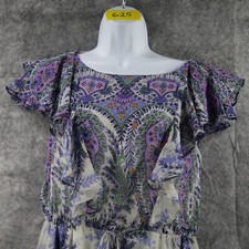 Adrianna Papell Dress Womens 4 Small Purple Flutter Sleeve Tie Waist Flowy Lined