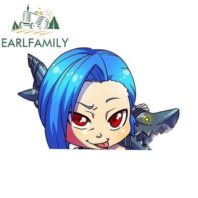 EARLFAMILY 5.1'' Kawaii JinX Chibi Peeker Anime Car Decals Windshield DIY Sticker