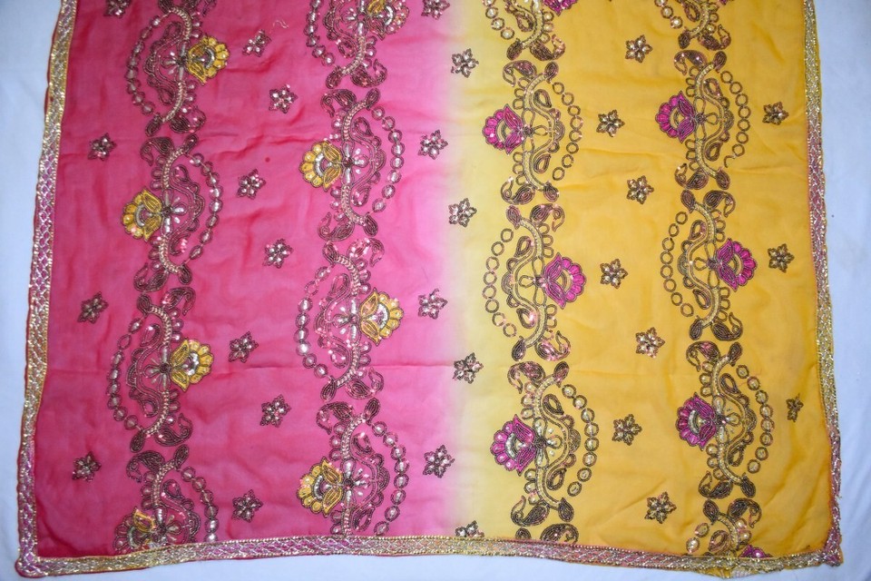 Exotic Dupatta Long Indian Hijab Women Scarf Floral Hand Embroidery