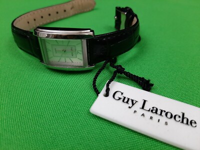 Womens Guy LaRoche Wristwatch Silver Tone With Black Genuine 