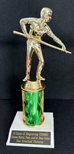 5 3/4  Male Pool Billiards Player Trophy With 3  Post. Please See All Photos 