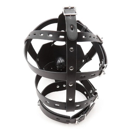 PU Leather Harness Gags Gay Mouth Muzzles with Ball Mouth Gags Fetishs Salver - Picture 6 of 10