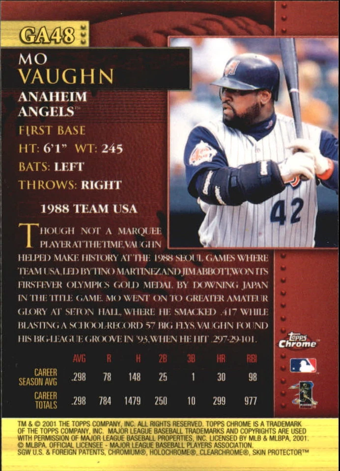 2001 Topps Chrome Golden Anniversary #GA48 Mo Vaughn - NM-MT - Image 2 of 2