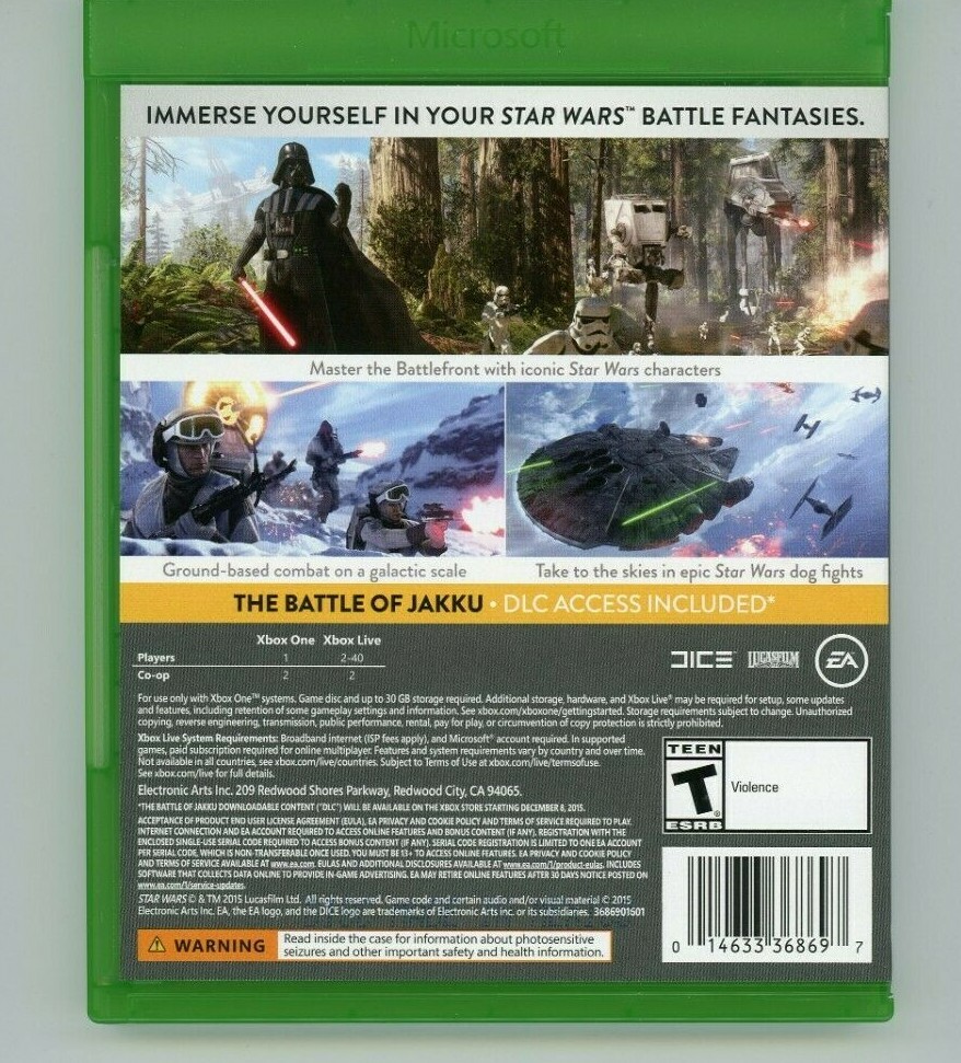 Xbox One. STAR WARS: BATTLEFRONT. Rated T. Video Game