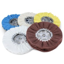 8" Airway Buffing Wheel Combo 5 Pack: Satin-Blue-Yellow-Untreated-Domet, 1 Each