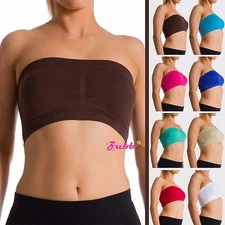 Seamless Stretch Sports Bra Wire Free Bandeau With Removable Pads Tube Top Yoga