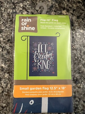 LET FREEDOM RING 12.5'' X 18'' GARDEN FLAG 27-3643-299 FLIP IT! RAIN OR SHINE NEW