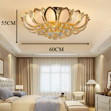 LED Ceiling Lamp Metal Gold FLuxery Crystal Chandelier Light Fixture Flush Mount