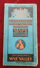 Vintage Bartholomew's Half-Inch Contoured Cloth Map Sheet 13 Wye Valley