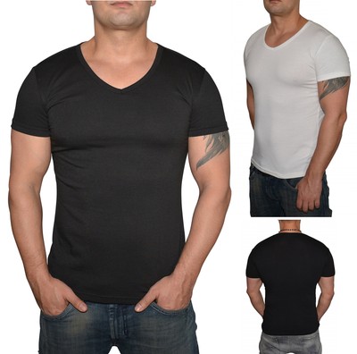 Neues Basic Deep V-Neck T-Shirt  -Tiefer V-Ausschnitt Slimfit Shirt -  S bis XXL