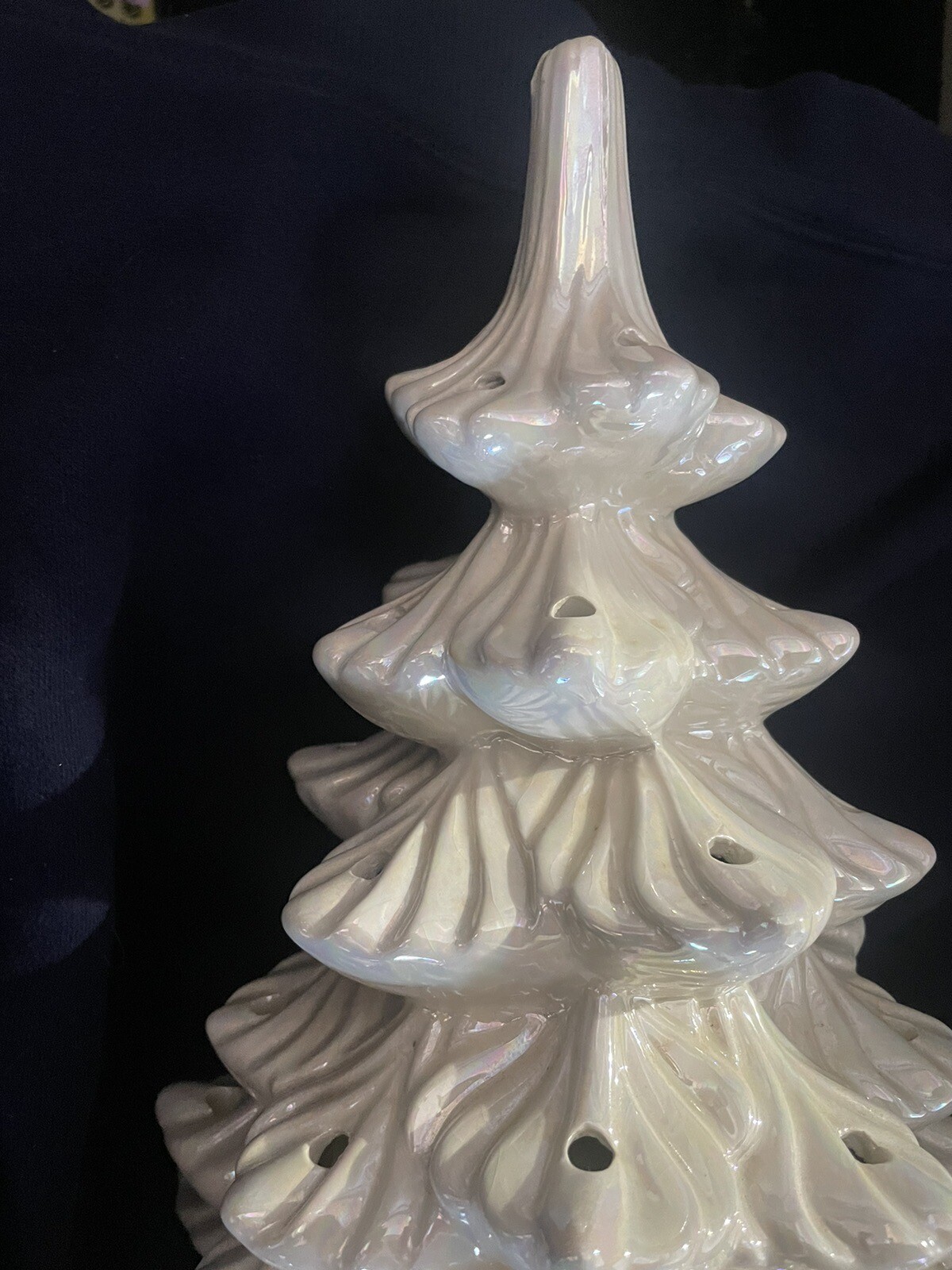 Vintage White Iridescent Atlantic Mold Ceramic Christmas Tree 17” eBay