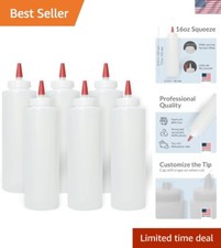 Reusable 16oz Plastic Squeeze Bottle Set - Perfect for Condiments  Crafts
