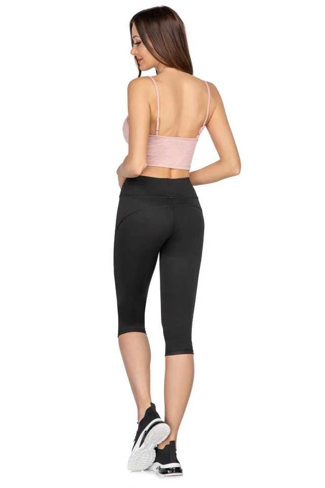 Mujer Cintura Alta Capri Leggings Correr Yoga Deportes Entrenamiento 3/4 Pantalones HL59 Foto 2 de 4