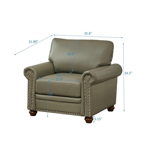 Classic Faux Leather Sofa Upholstered Couch with Nailhead Trim Removable Cushion - Picture 121 of 206