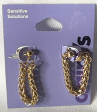 Claire's Sensitive Solutions Gold-Tone Chain Hoop Earrings NWT