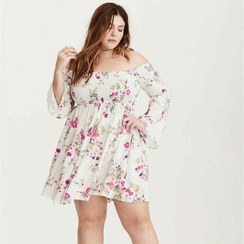 shoulder smocked mini dress 