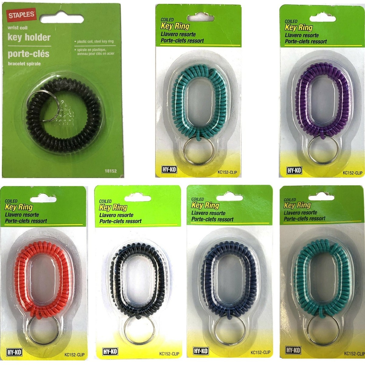 Assorted Color Wrist Coil Key Ring Holder | eBay