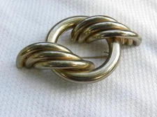 Vintage Pin Brooch Gold Tone Metal Geometric Industrial Minimalist Large