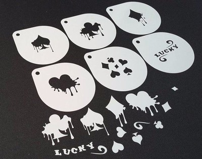 6er Set Glücksspiel Schablonen Kartenspiel Pik spielen Herzen Diamanten Keulen Glück