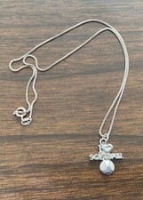   I Love Softball  Older 925 Sterling Silver Pendant Charm  16  Chain Necklace